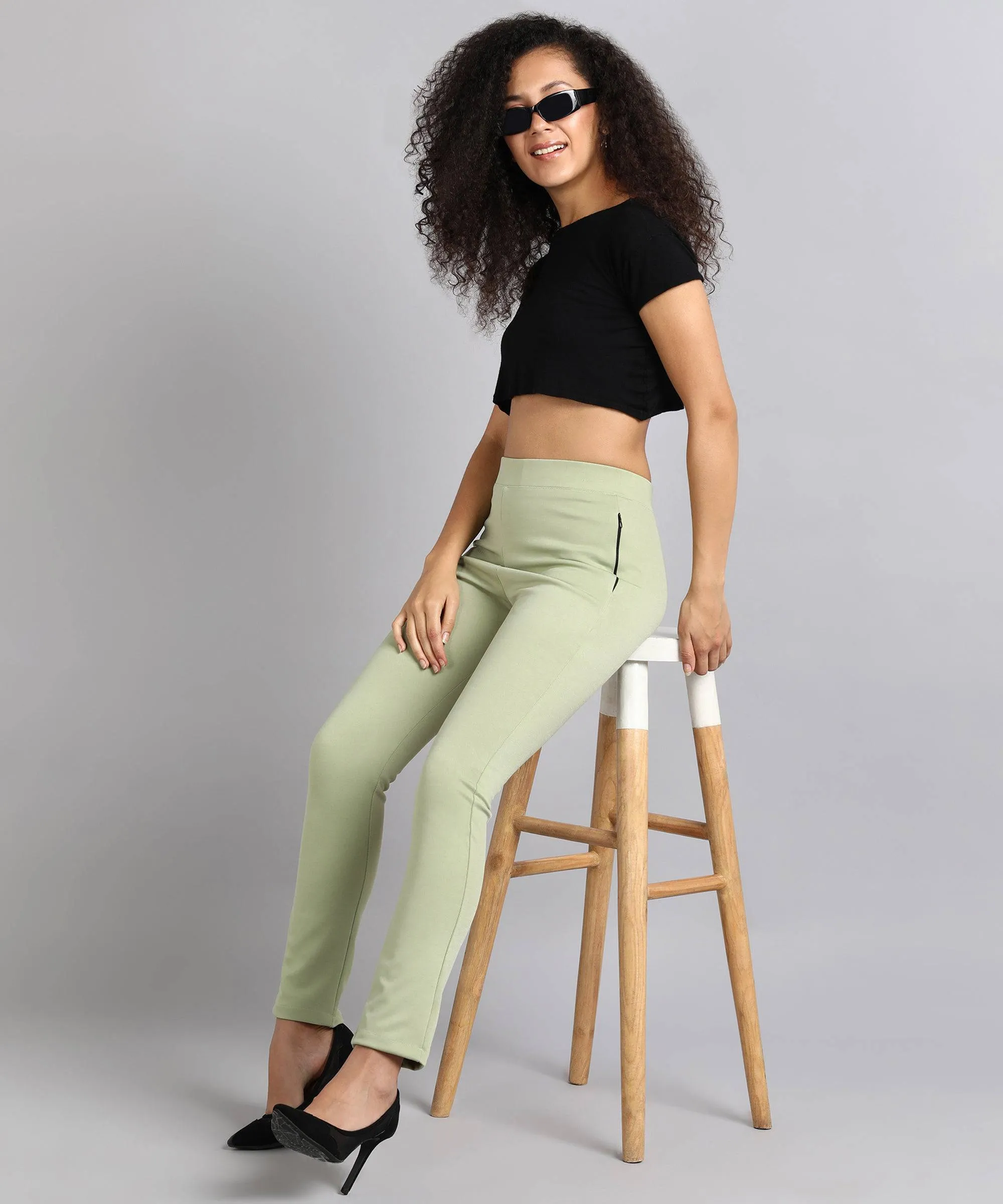 High-Waist Tapered Cigarette Trousers