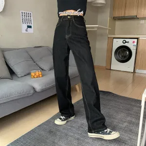High Waist Wide Leg Black Jeans Pants