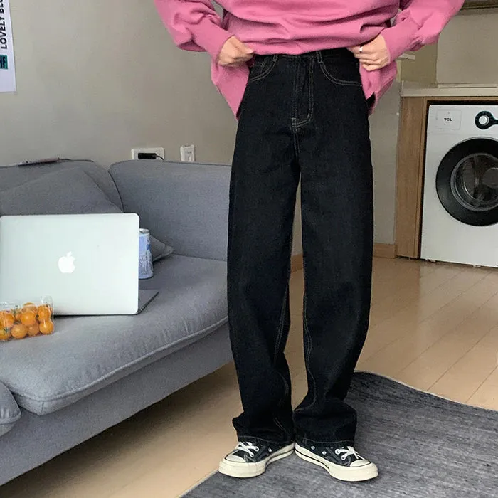 High Waist Wide Leg Black Jeans Pants