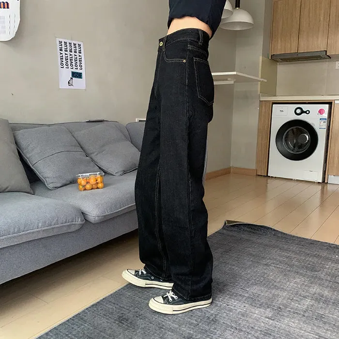 High Waist Wide Leg Black Jeans Pants