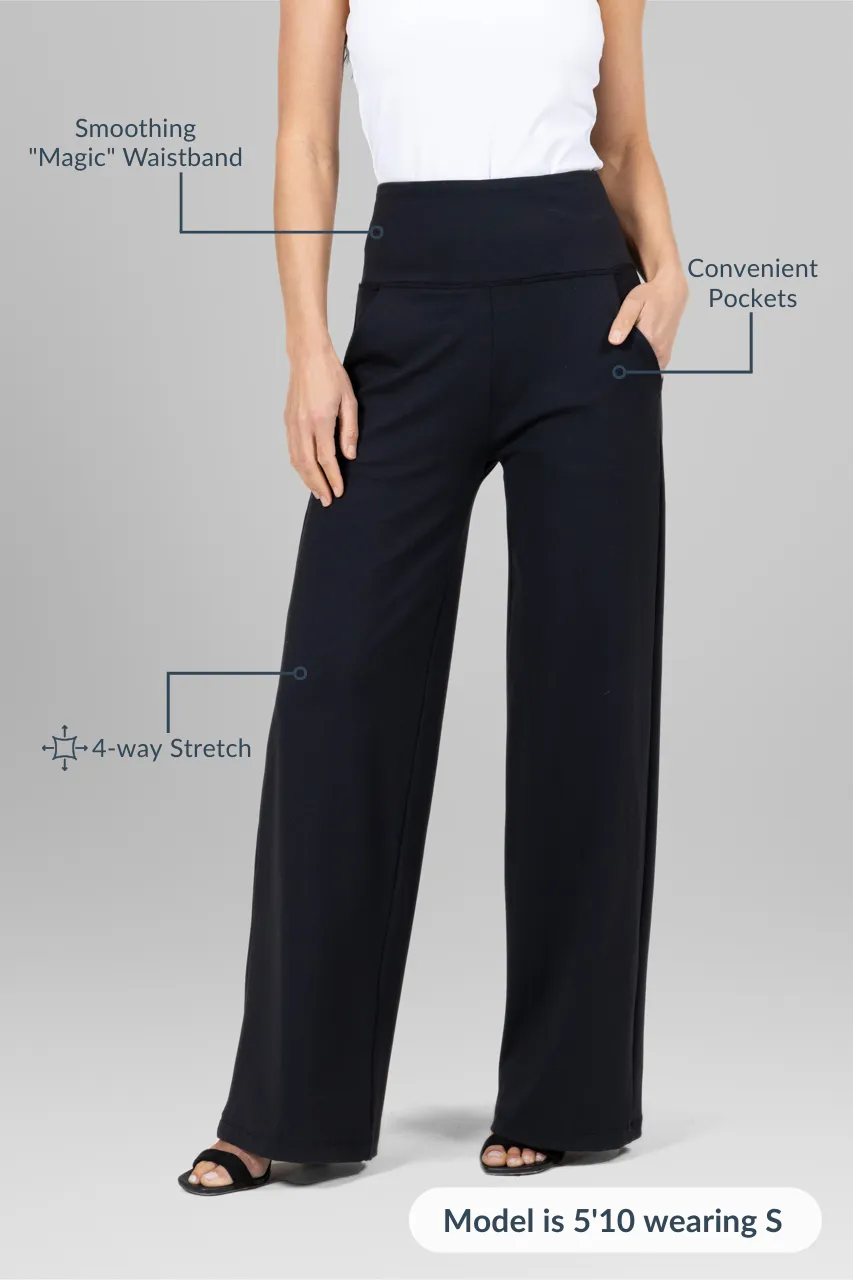 HIGH WAIST WIDE LEG PANT: BLACK