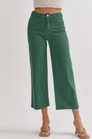 High Waist Wide Leg Pants in Hunter Green
