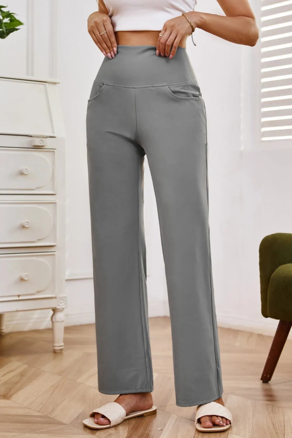 High Waist Wide Leg Pants with Pockets (7 Colors)