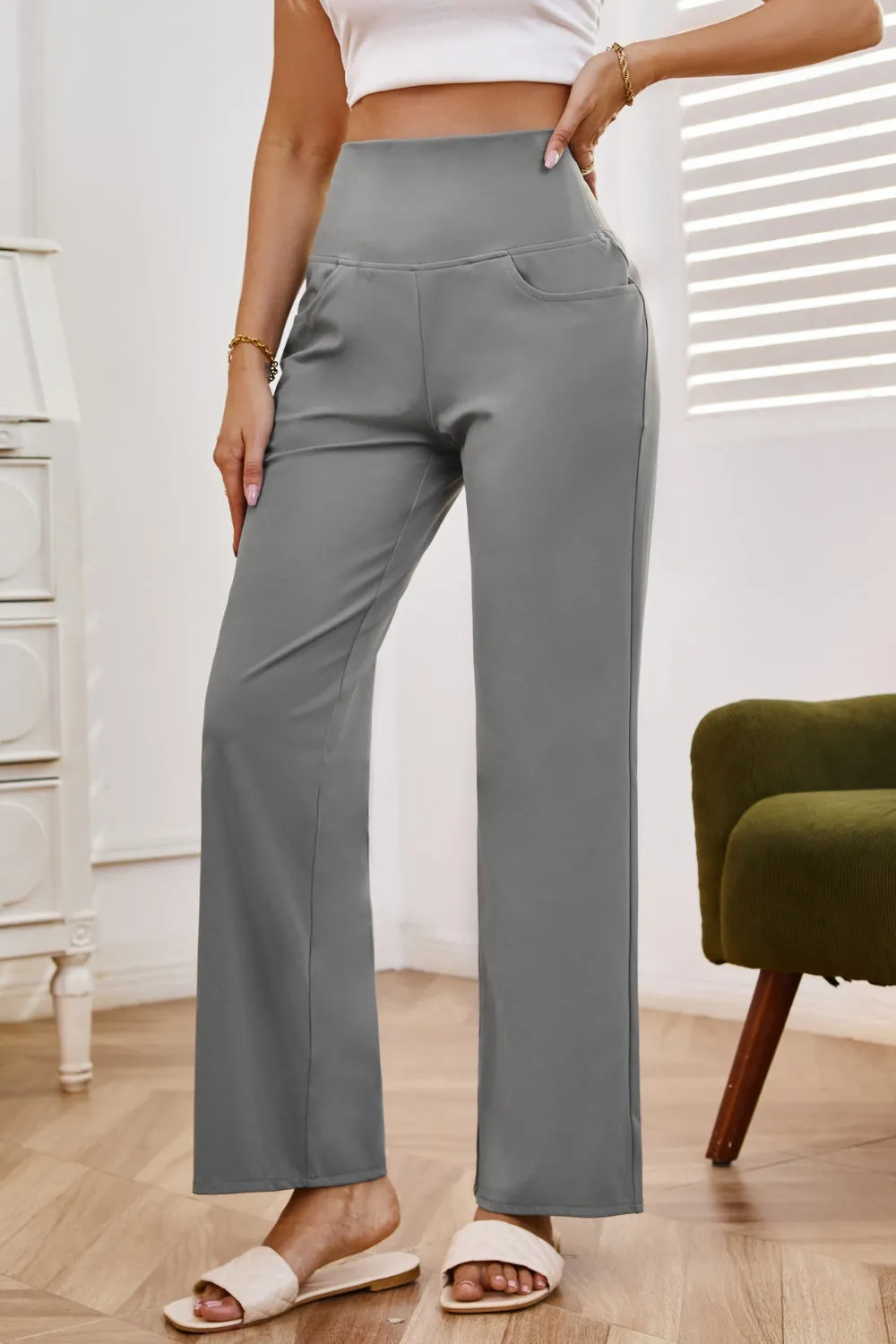 High Waist Wide Leg Pants with Pockets (7 Colors)