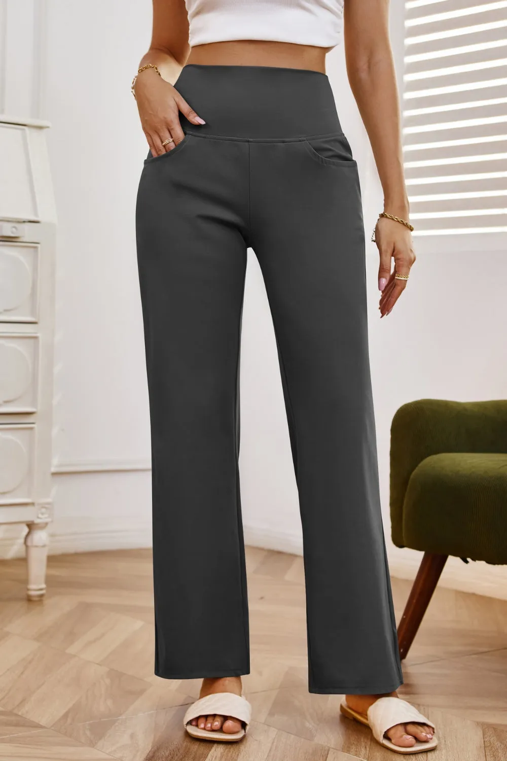 High Waist Wide Leg Pants with Pockets (7 Colors)