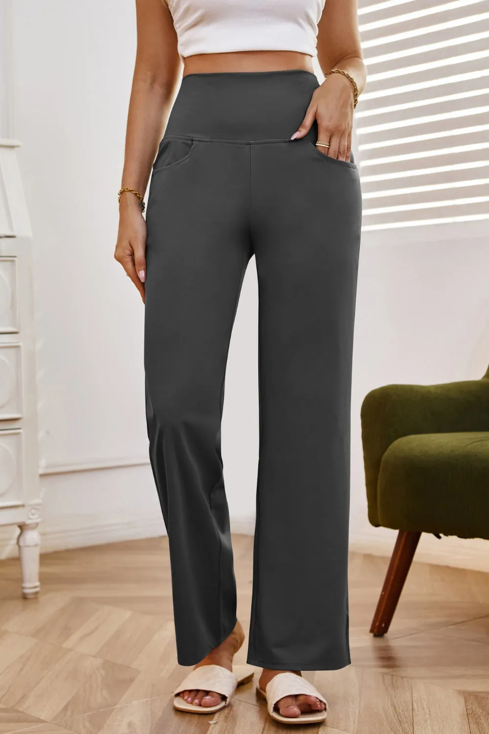 High Waist Wide Leg Pants with Pockets (7 Colors)
