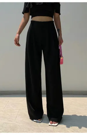 High Waist Wide Leg Pleated Pants