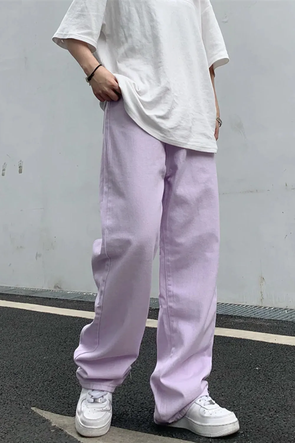 High Waist Wide Leg Purple Jeans Pants