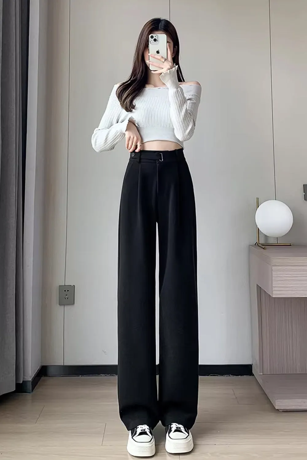 High Waist Woolen Thickening Office Long Pants