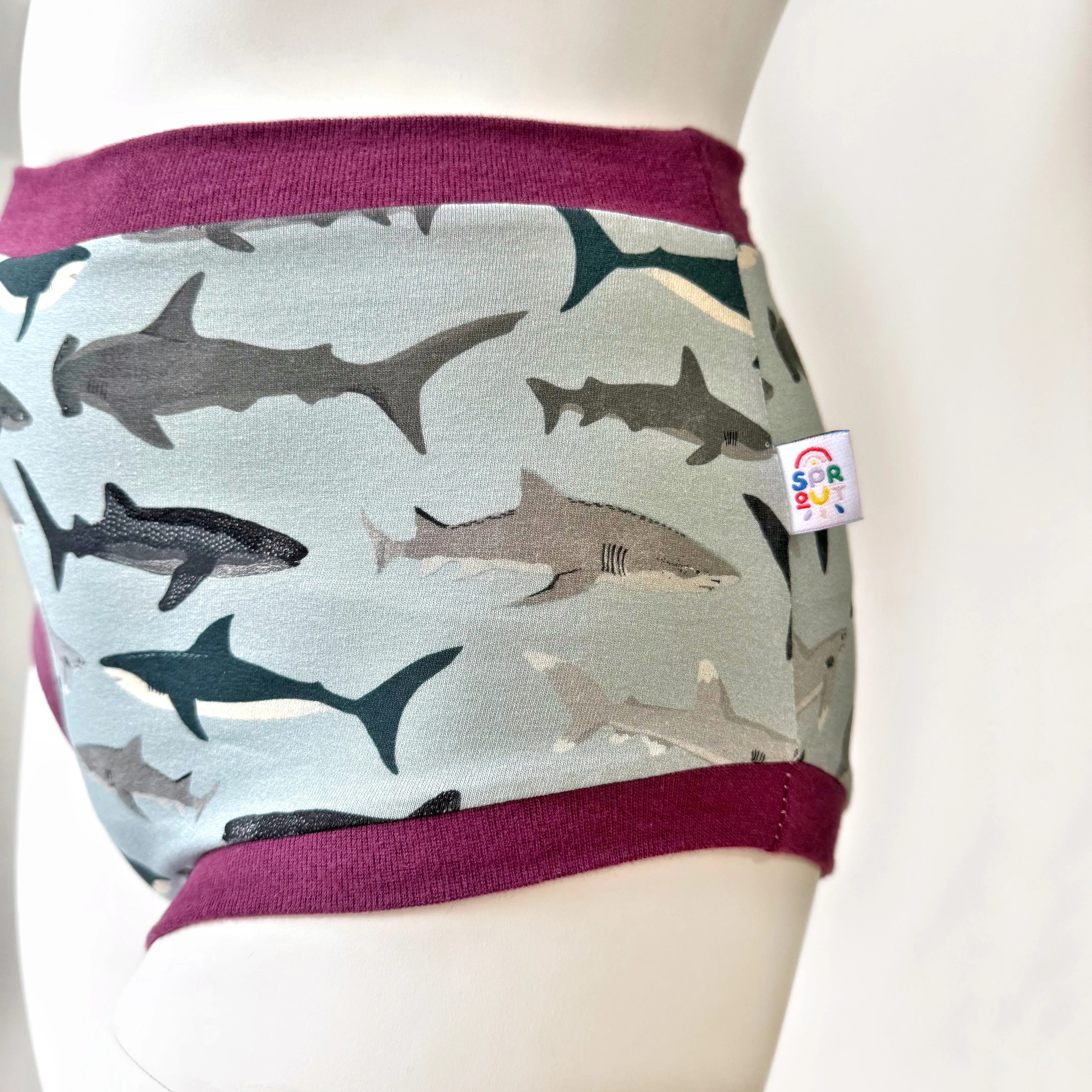 High Waisted Shark Adult Pants | Women's Knickers | Organic Cotton Underwear
