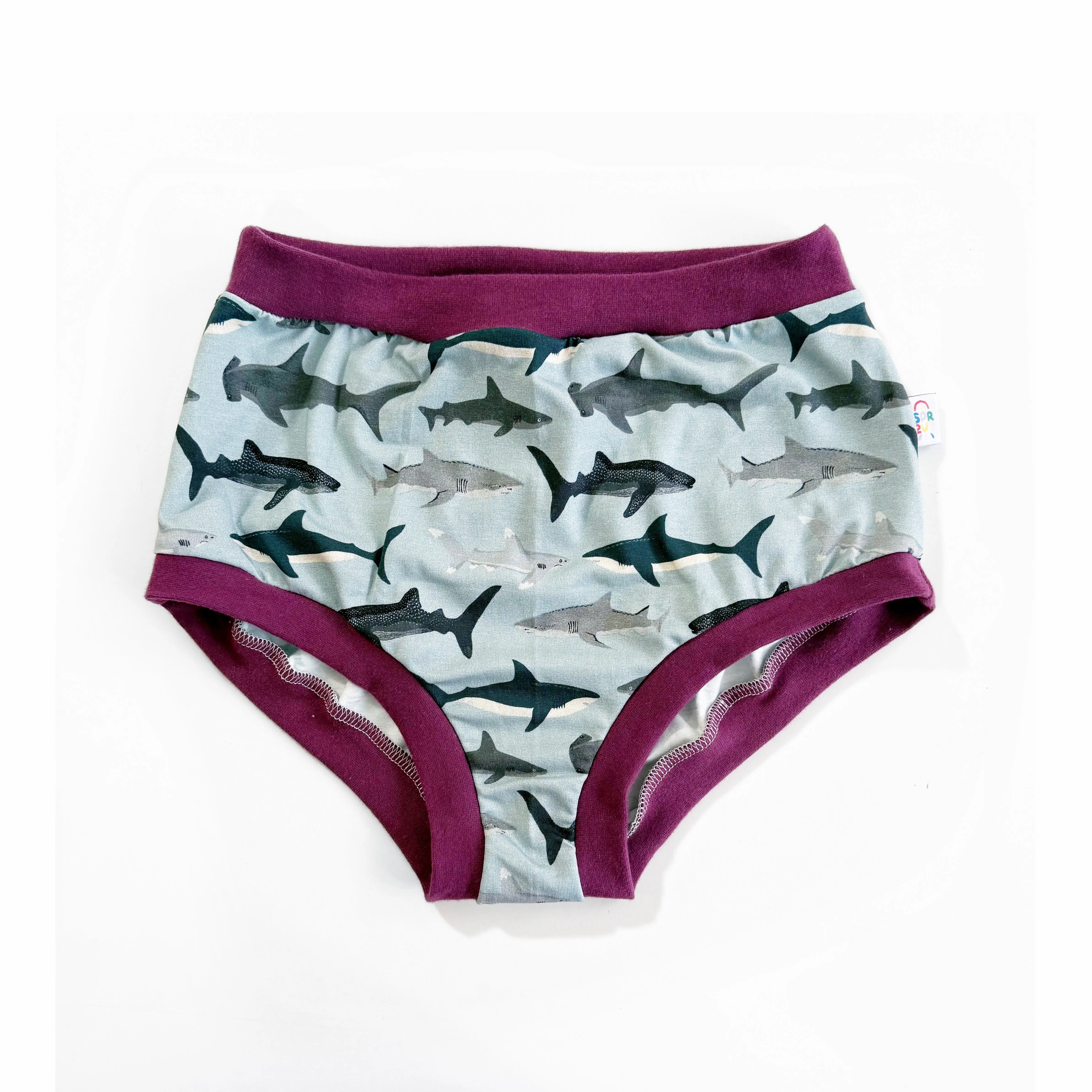 High Waisted Shark Adult Pants | Women's Knickers | Organic Cotton Underwear