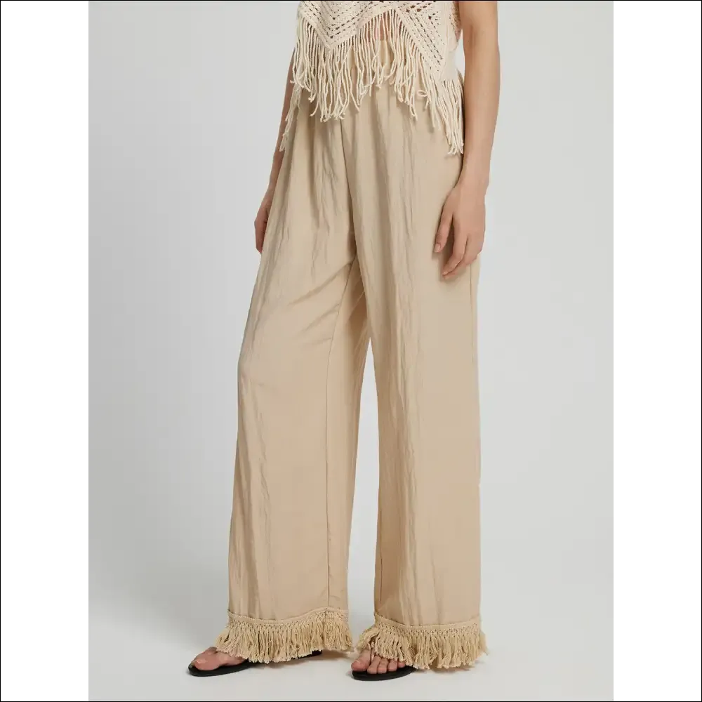 Honey Fringe Hem Wide Leg Pants