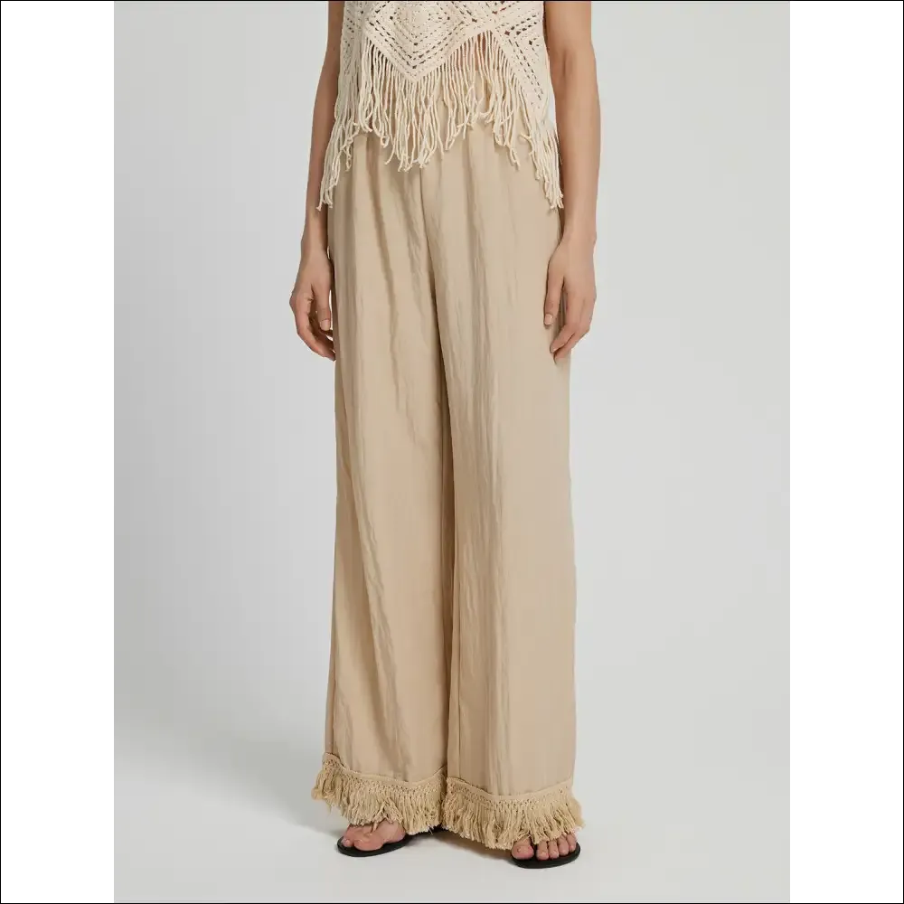 Honey Fringe Hem Wide Leg Pants