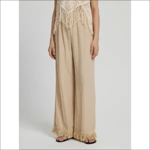 Honey Fringe Hem Wide Leg Pants