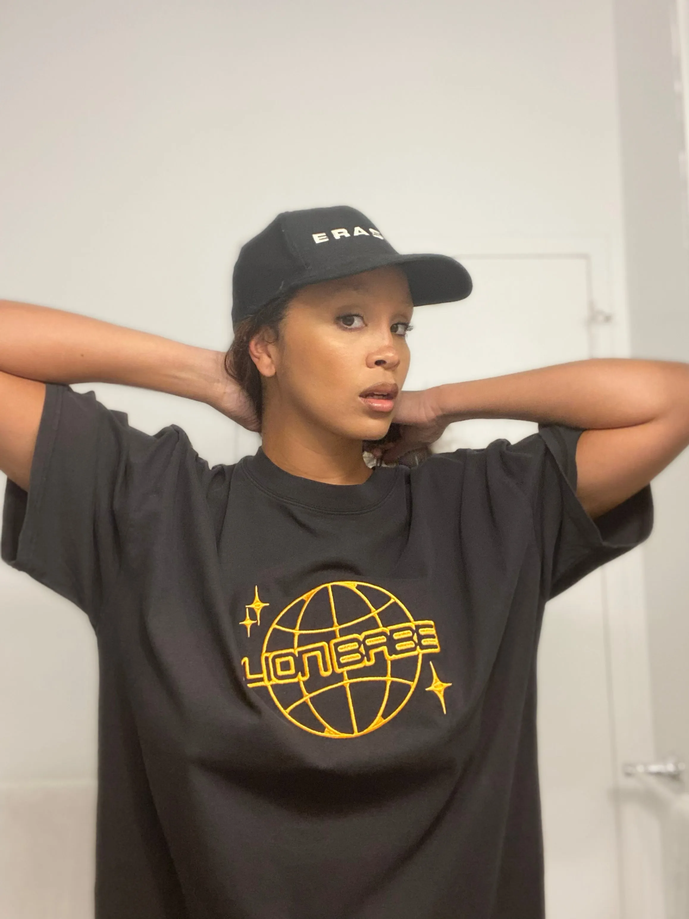 House of LION BABE - Oversized Charcoal Tee Embroidered Logo