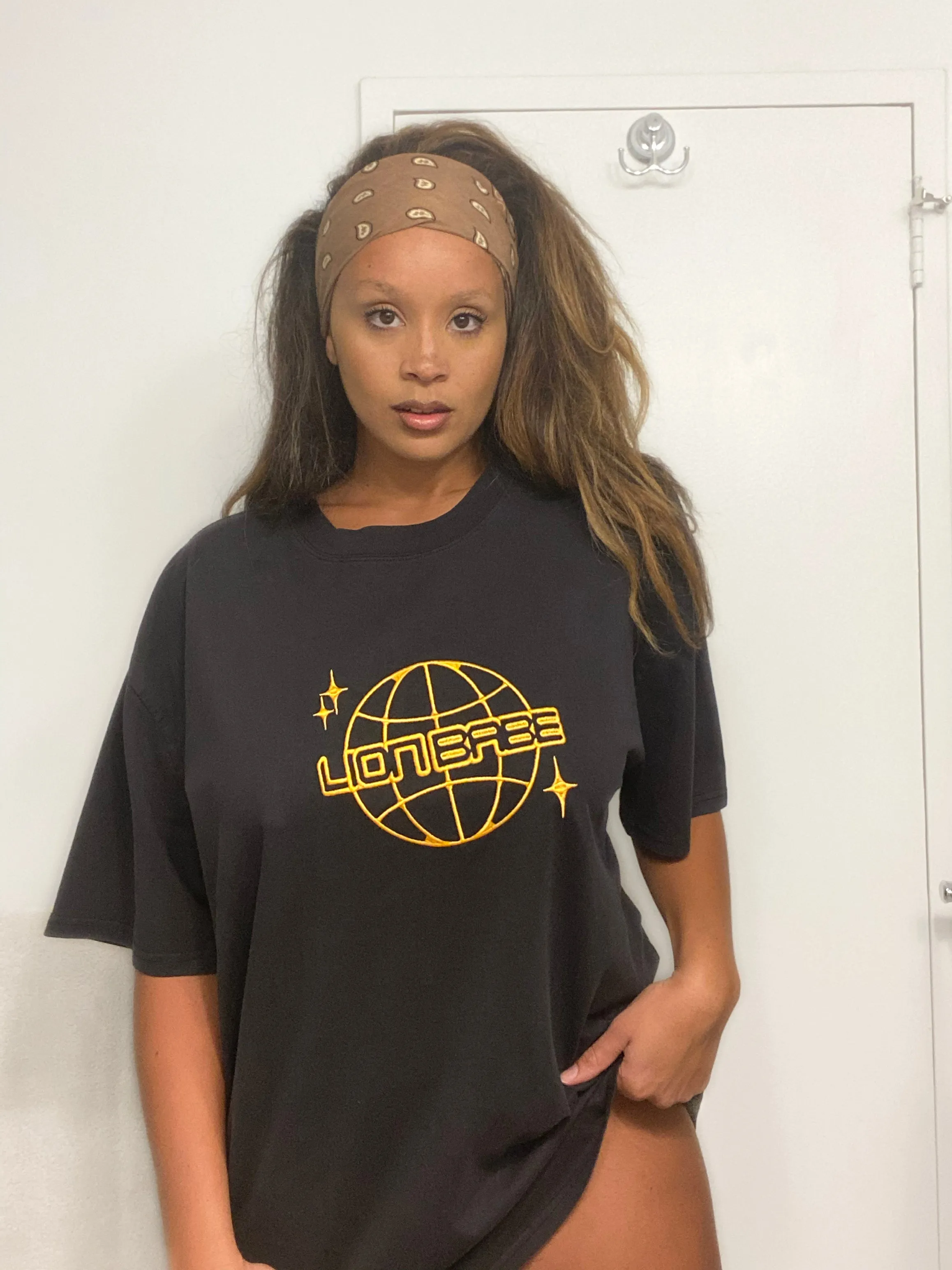 House of LION BABE - Oversized Charcoal Tee Embroidered Logo