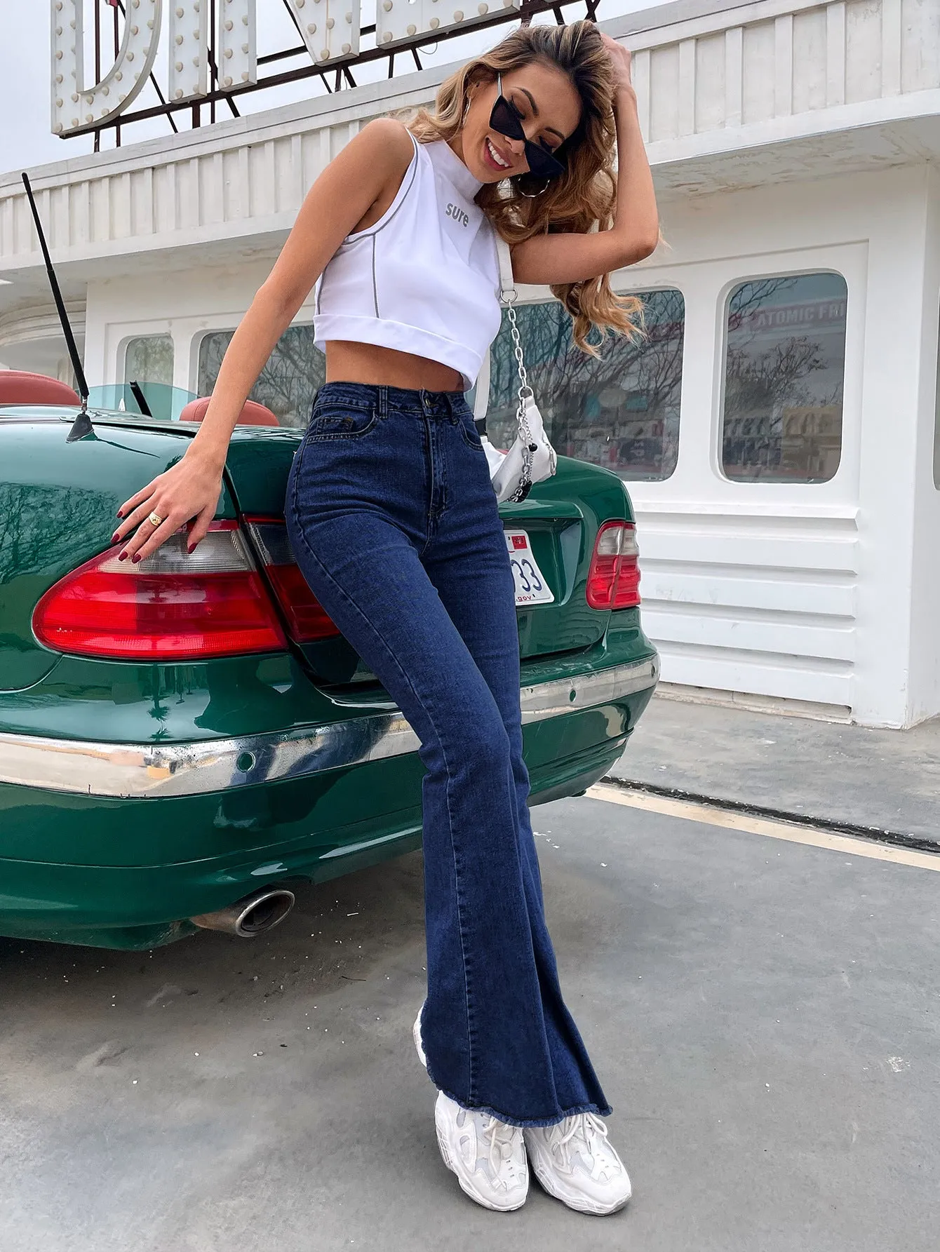 HPP1039 High-Waist Bootleg Pants