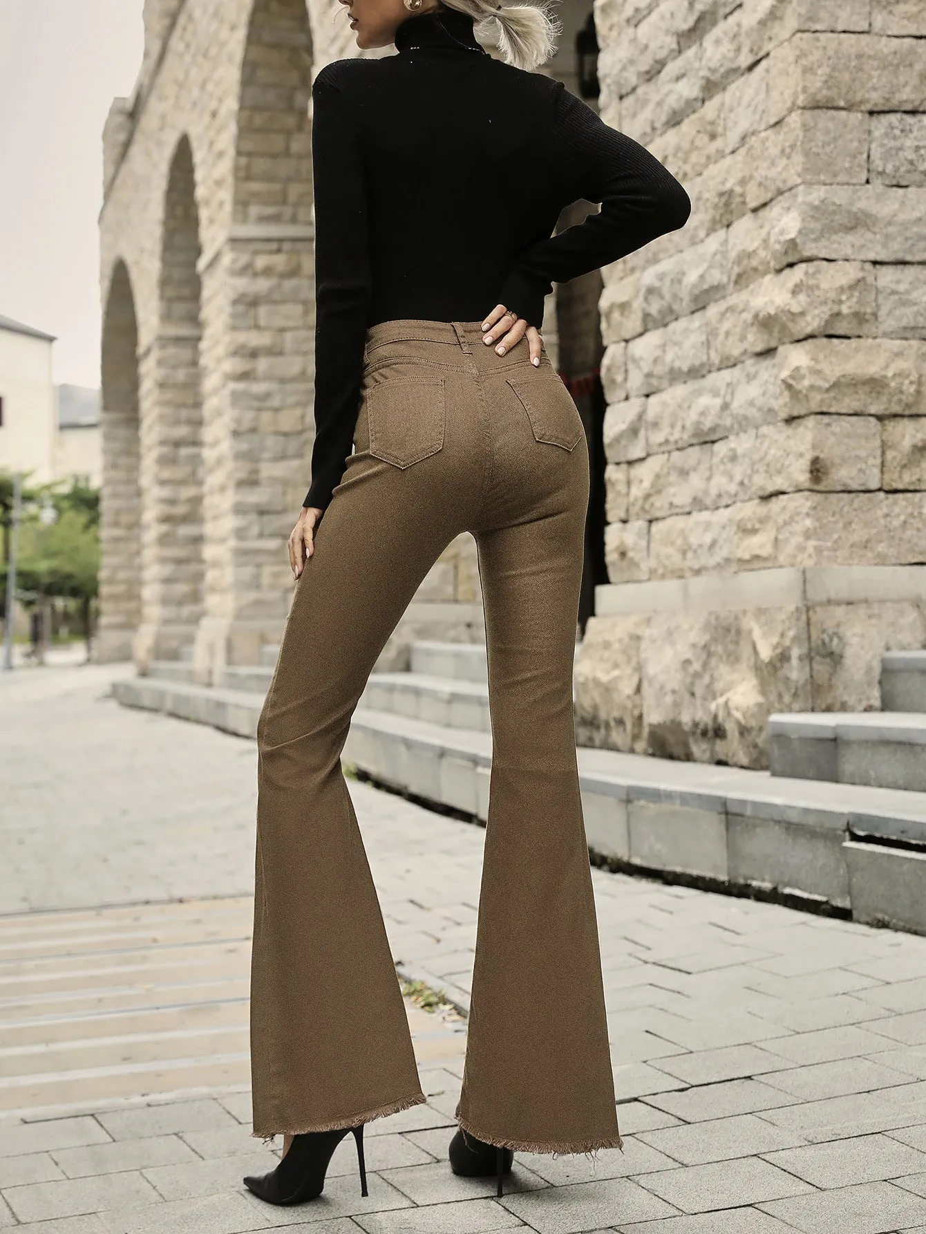 HPP1039 High-Waist Bootleg Pants