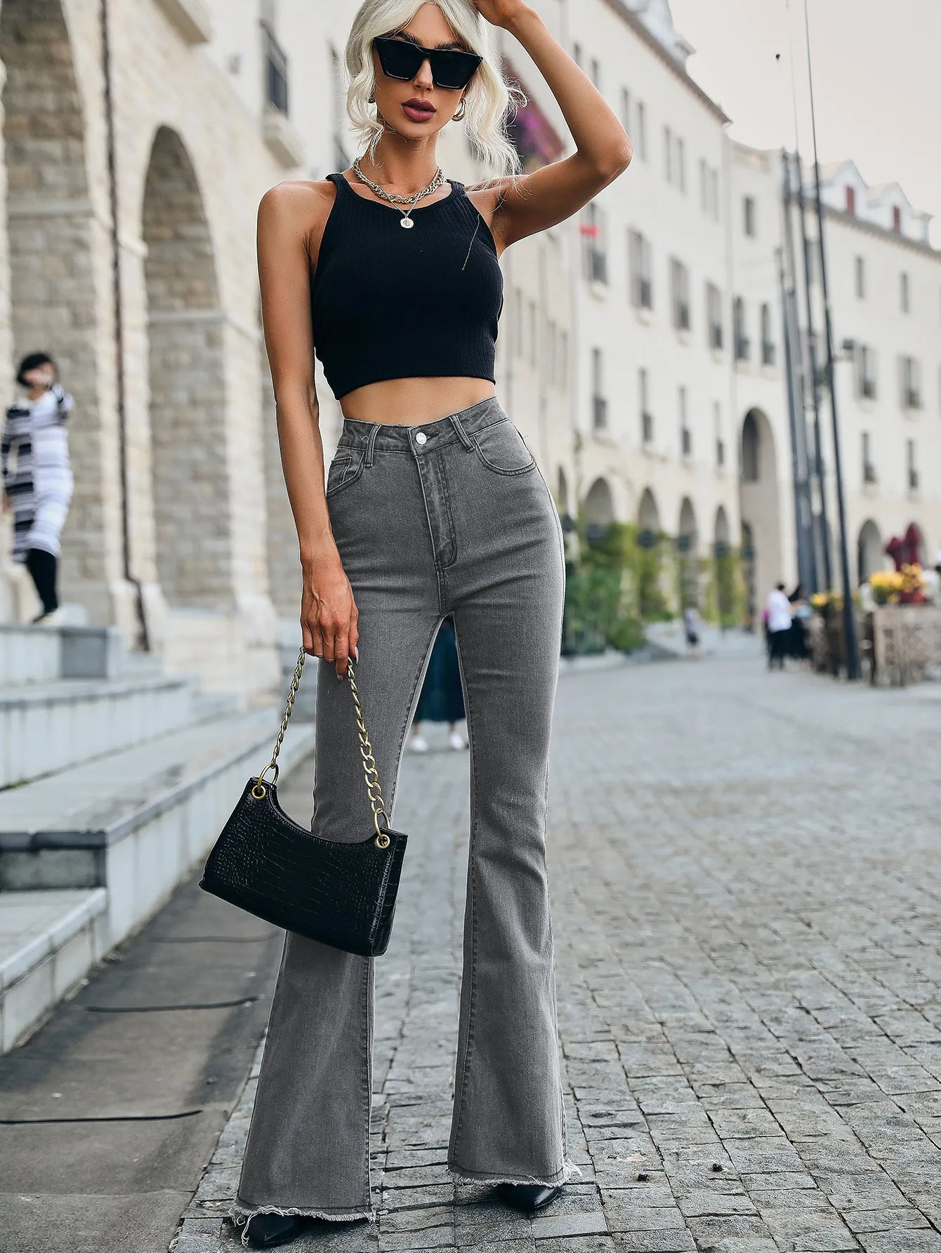 HPP1039 High-Waist Bootleg Pants