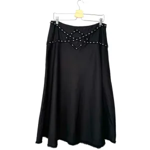 I.C.E. | Black Linen Studded Flowy Maxi Skirt Size 10