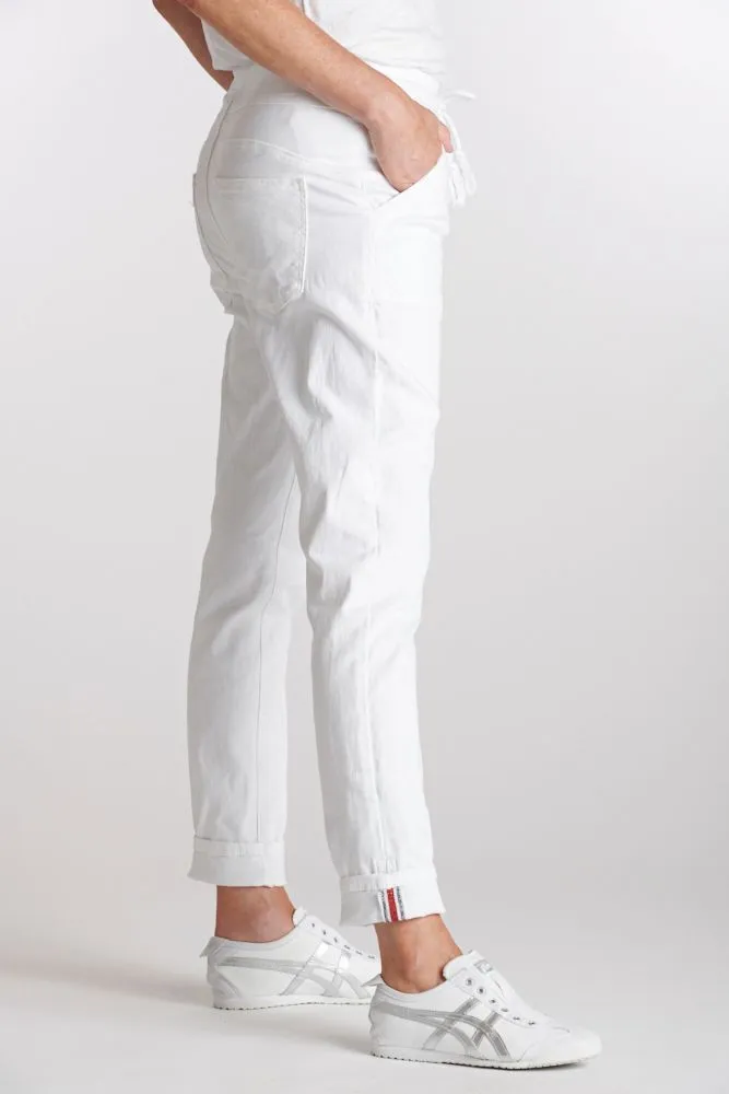 ITALIAN STAR Drill Jogger with Lurex Trim - White