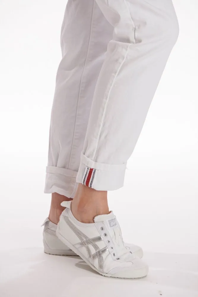 ITALIAN STAR Drill Jogger with Lurex Trim - White