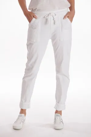 ITALIAN STAR Drill Jogger with Lurex Trim - White