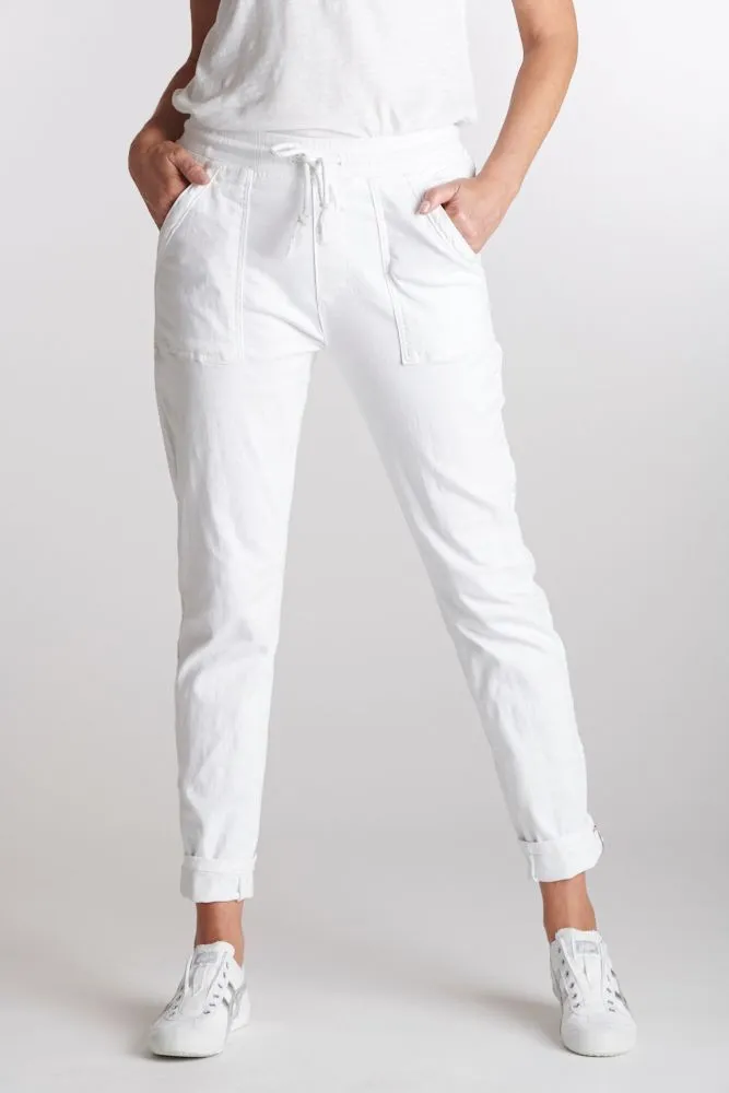 ITALIAN STAR Drill Jogger with Lurex Trim - White