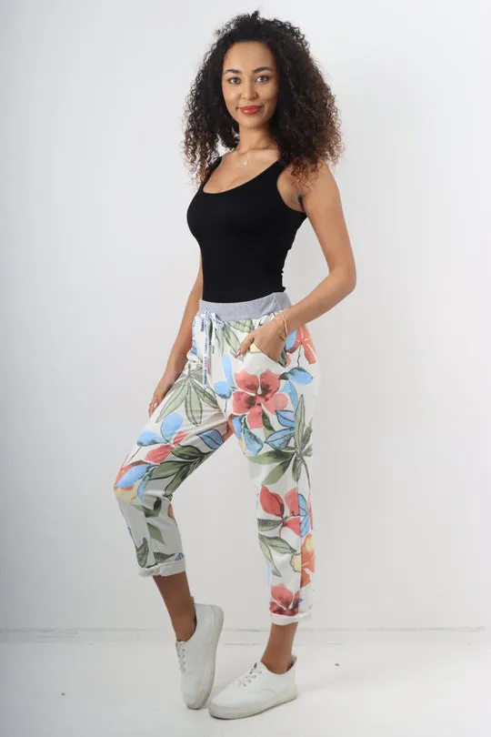 Italian Stretch Cotton Trousers ~ Cream Sunset ~ ONE SIZE
