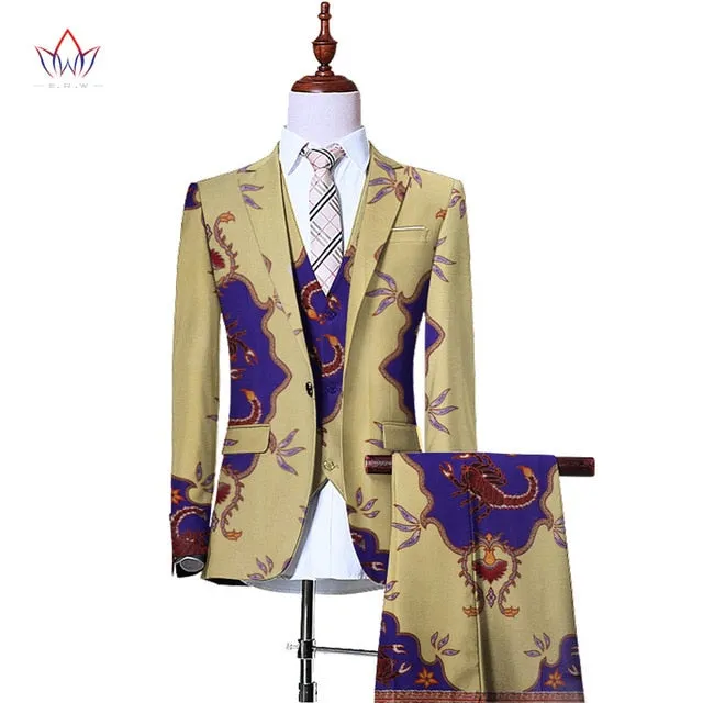 (Jacket Vest Pants)Blazers for Men 3 Piece Slim Fit Cowboy Wedding Men Suit Retro Gentleman Mens' African Clothing 6XL WYN230