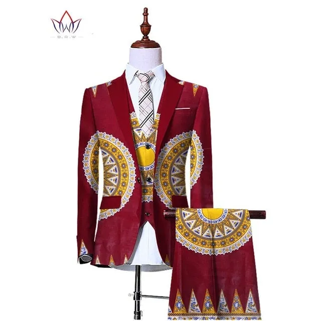 (Jacket Vest Pants)Blazers for Men 3 Piece Slim Fit Cowboy Wedding Men Suit Retro Gentleman Mens' African Clothing 6XL WYN230