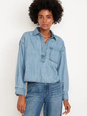 Jean Boyfriend Popover Shirt