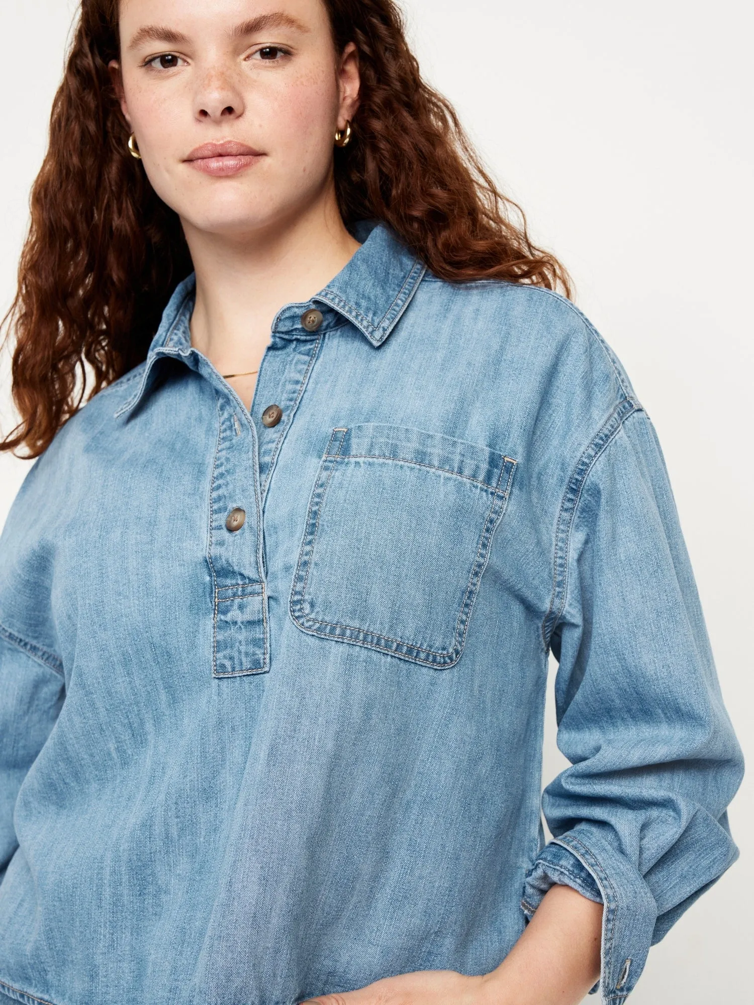 Jean Boyfriend Popover Shirt