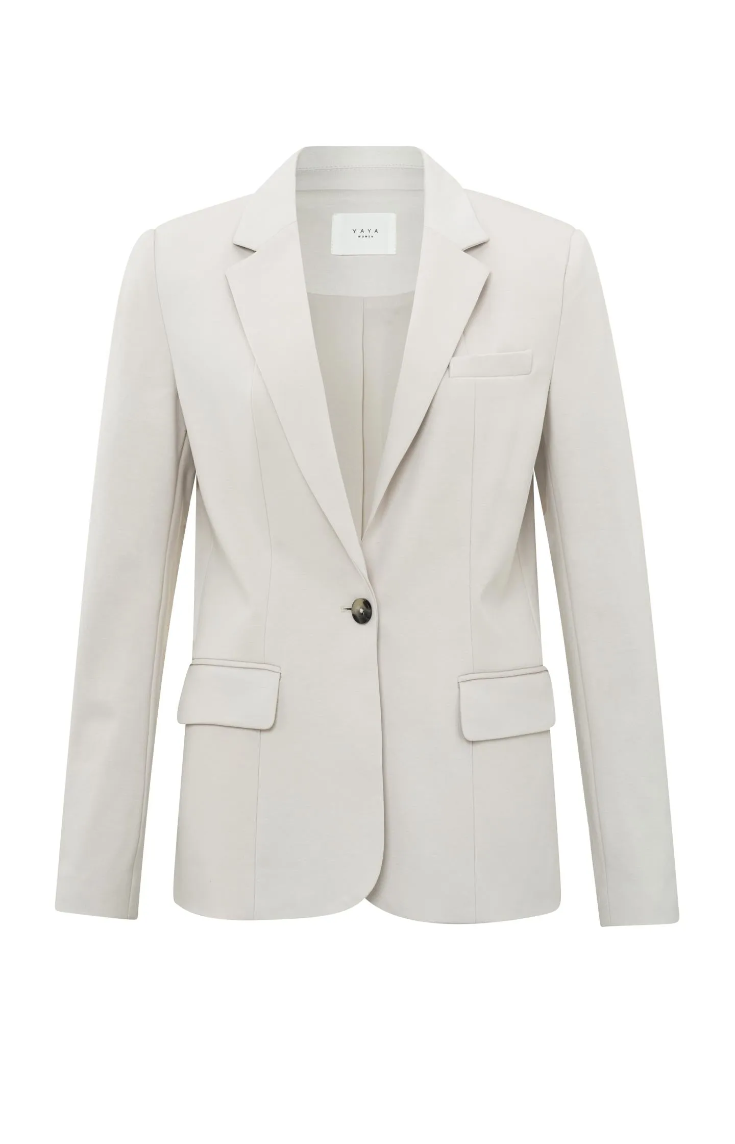 Jersey blazer with long sleeves, button and pockets