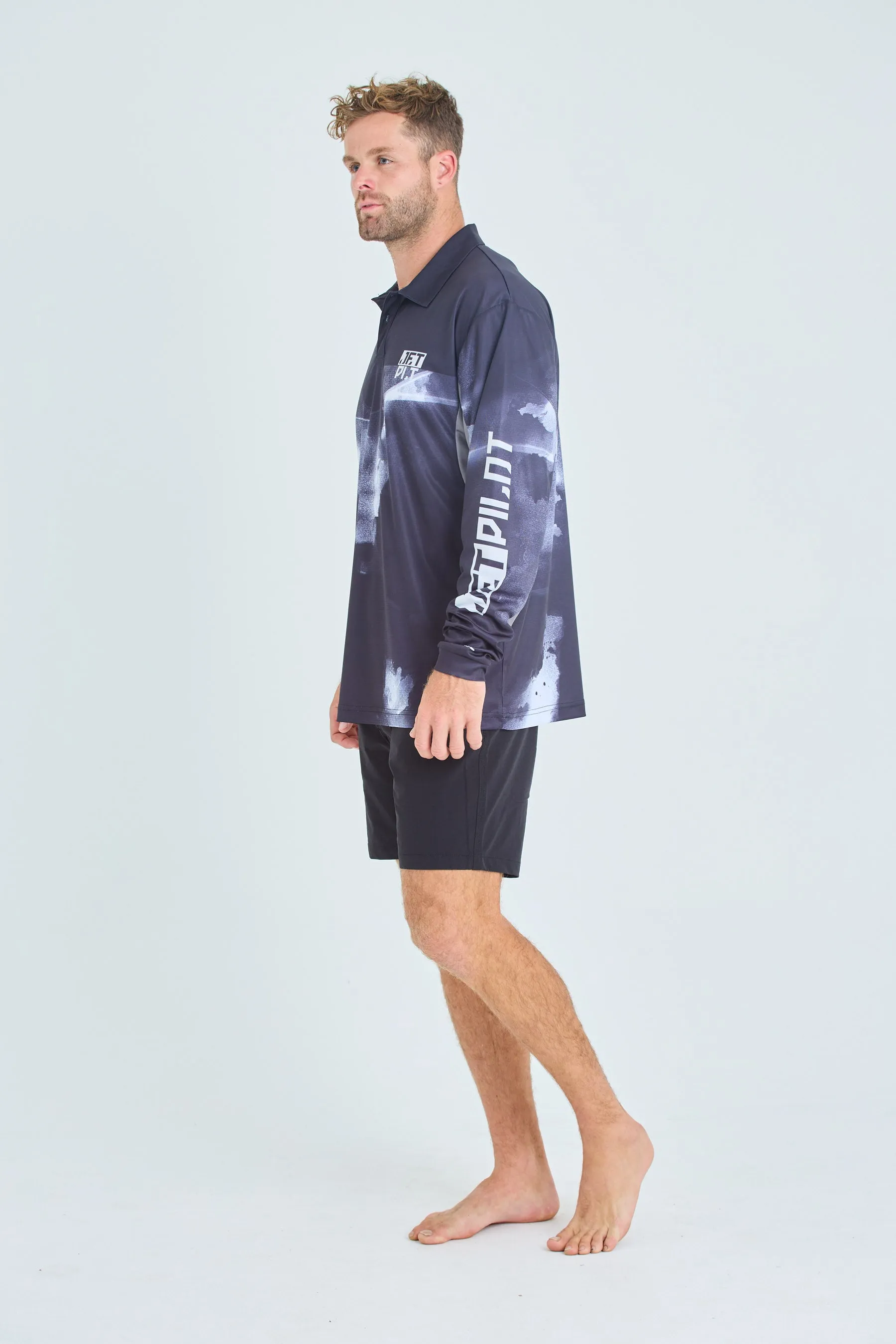 Jetpilot Venture Mens LS Fishing Polo - Black