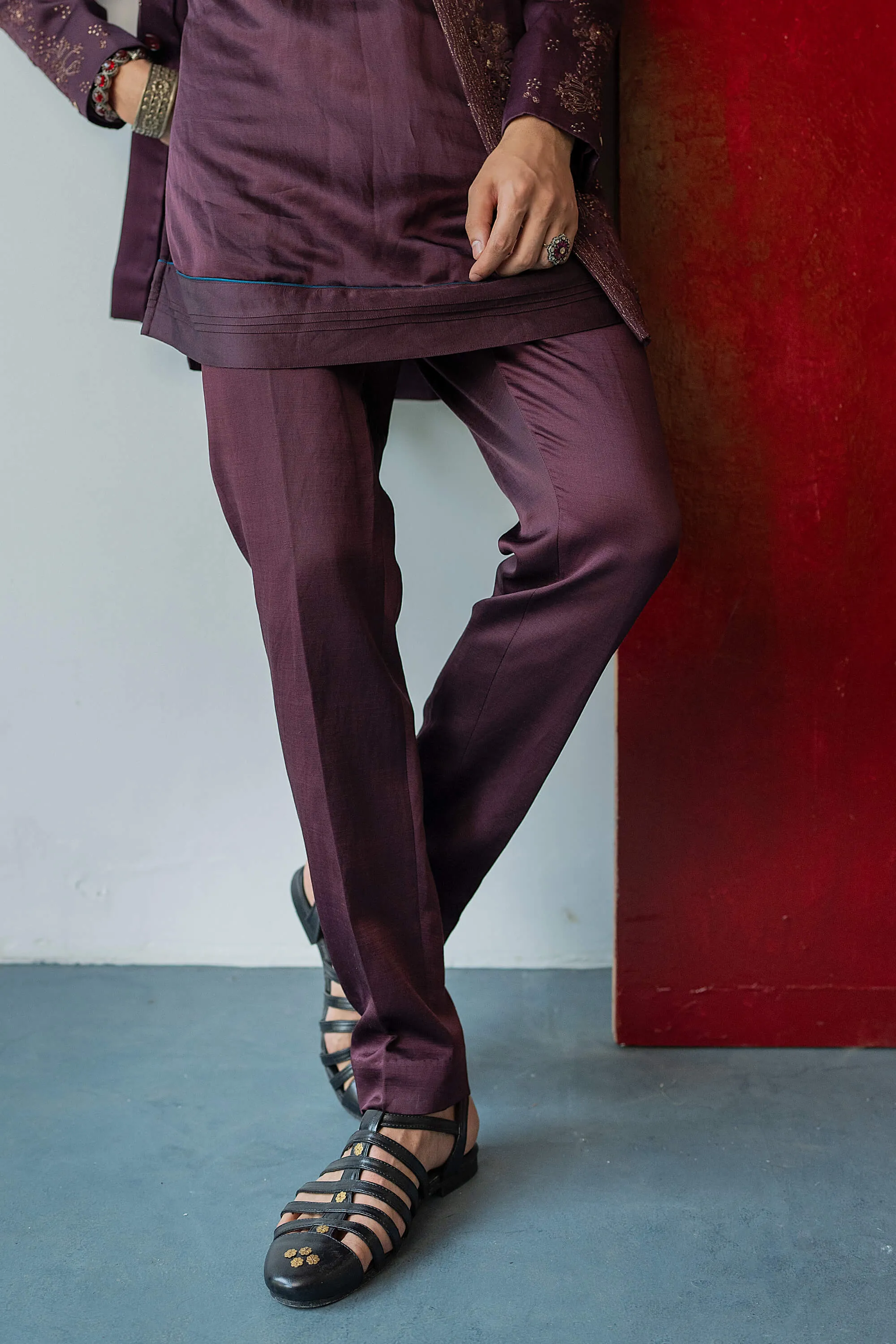 Jewel orchid bandhgala and trousers