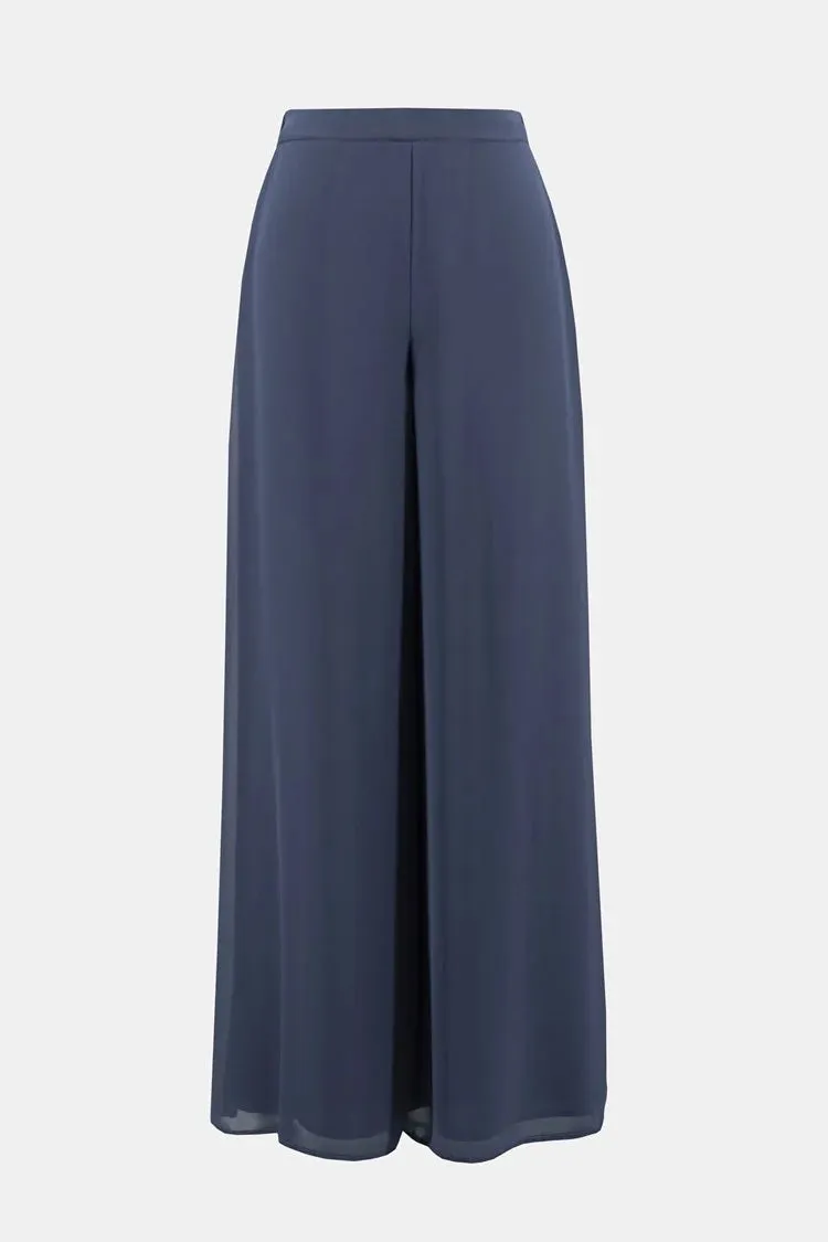 Joseph Ribkoff Wide Leg Pull On Chiffon Pants - Midnight Blue