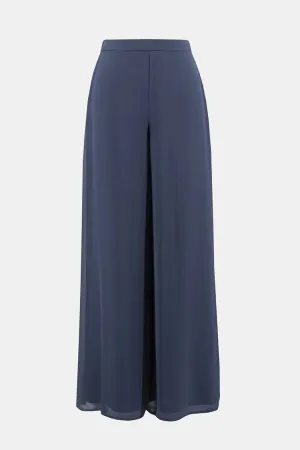 Joseph Ribkoff Wide Leg Pull On Chiffon Pants - Midnight Blue