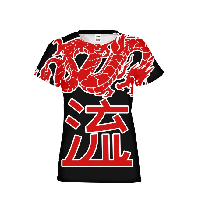 Kanji Japanese dragon Womens All-Over Print T-shirt