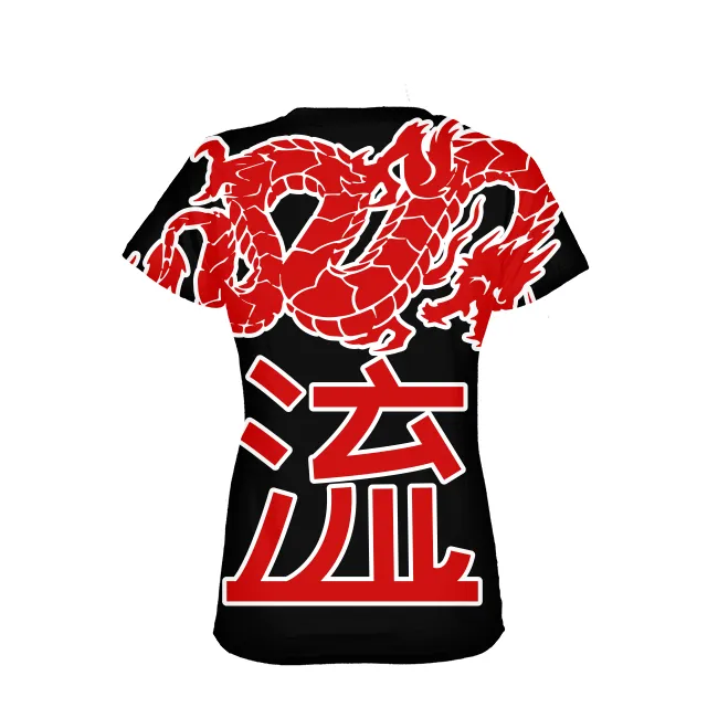 Kanji Japanese dragon Womens All-Over Print T-shirt