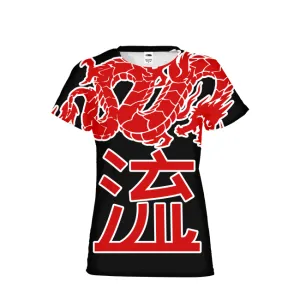 Kanji Japanese dragon Womens All-Over Print T-shirt