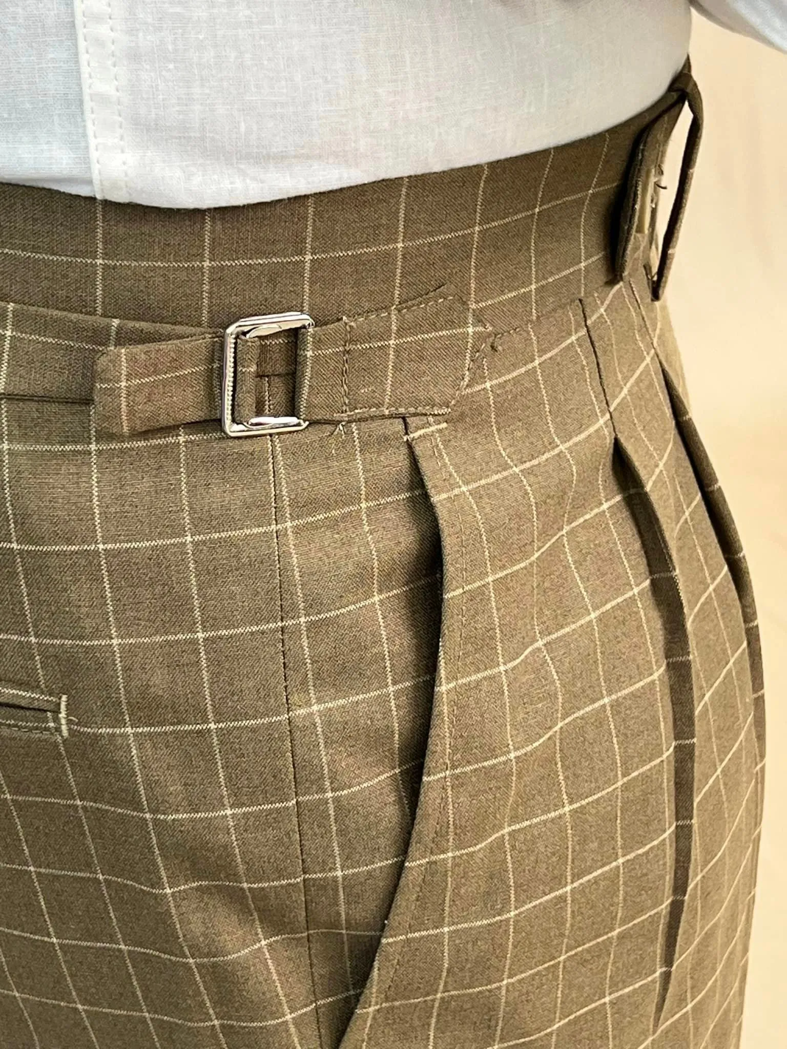 Khaki Check Formal Trouser