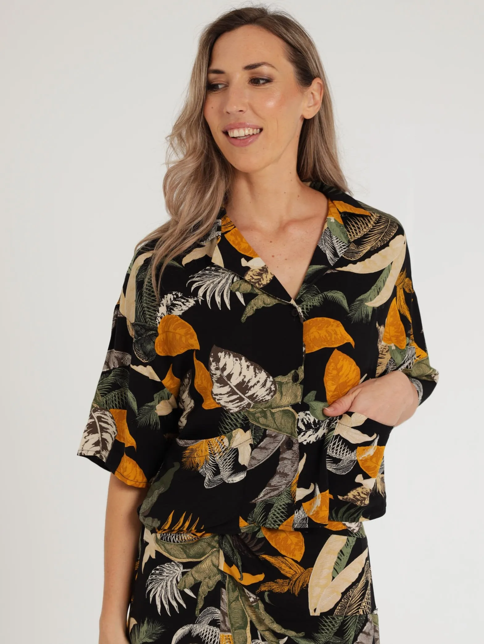 Ladies Short Sleeve Jungle Boxy Shirt