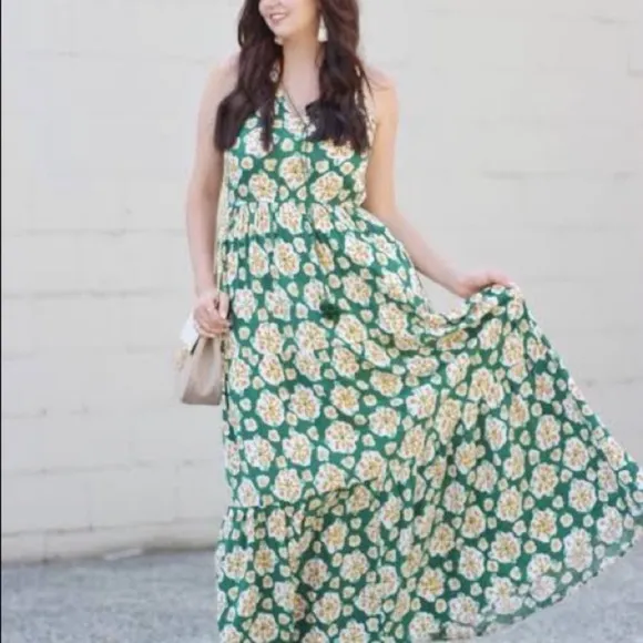 LC Lauren Conrad - Green Tiered Sleeveless Maxi Dress