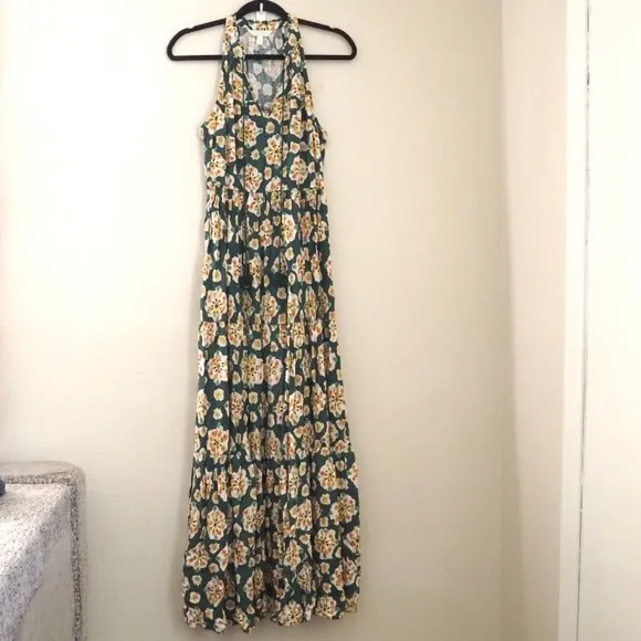 LC Lauren Conrad - Green Tiered Sleeveless Maxi Dress