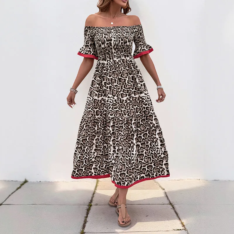 Leopard Print Off-Shoulder Maxi Dress | Smocked Boho Dress