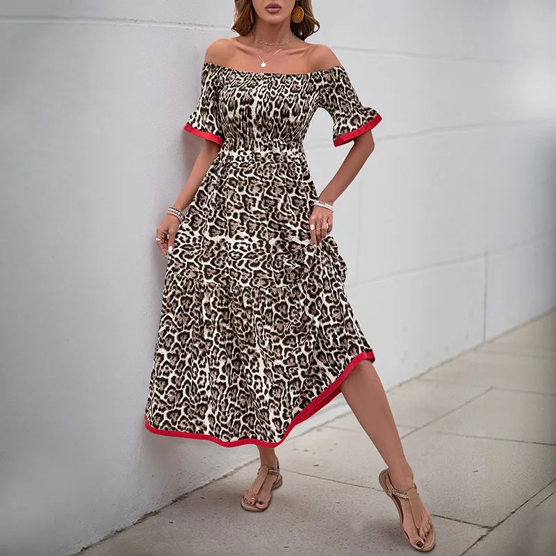 Leopard Print Off-Shoulder Maxi Dress | Smocked Boho Dress
