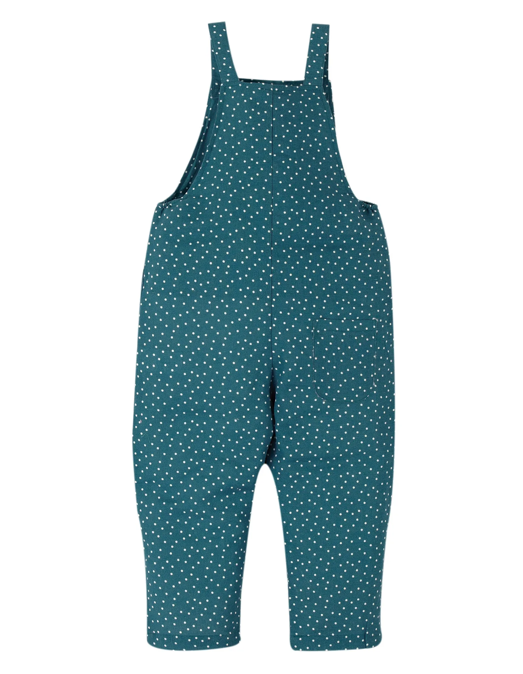 Lexi Linen Dungarees - Steely Blue Scatter Spot