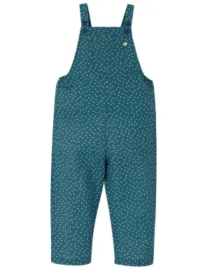 Lexi Linen Dungarees - Steely Blue Scatter Spot