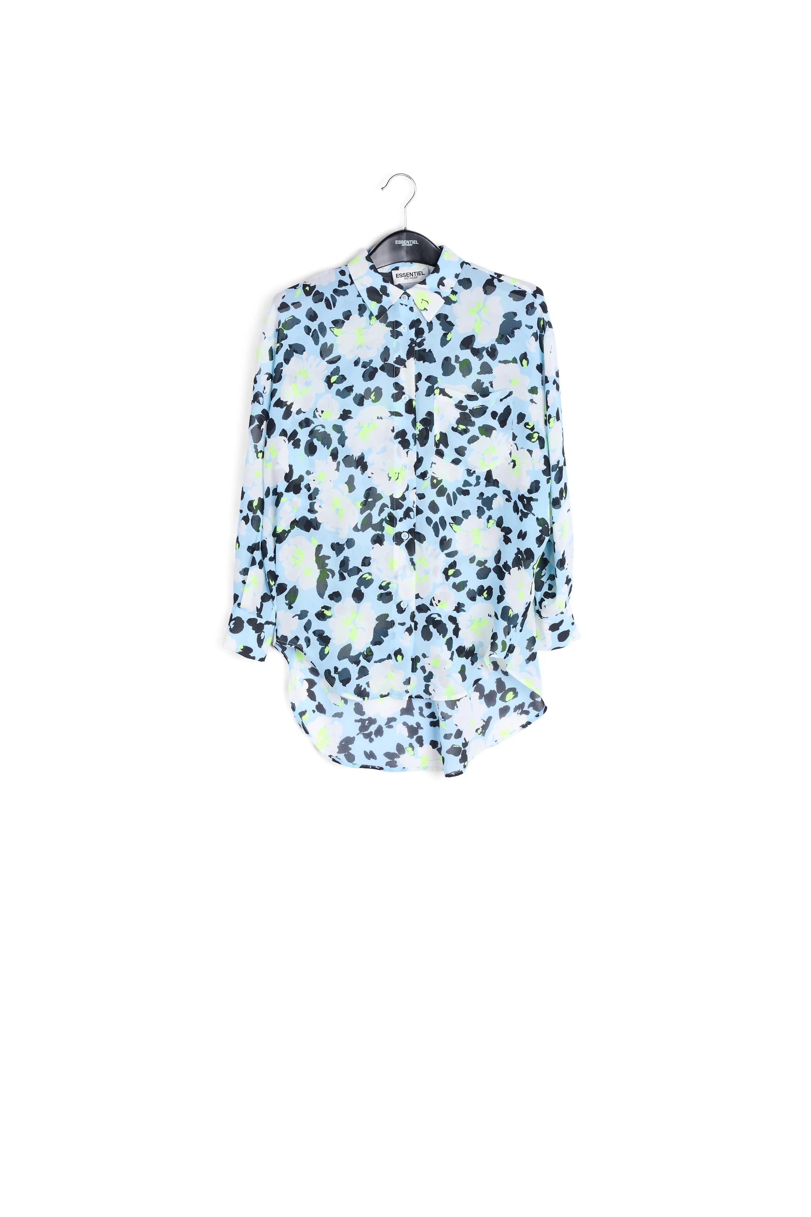 Light blue floral-print shirt